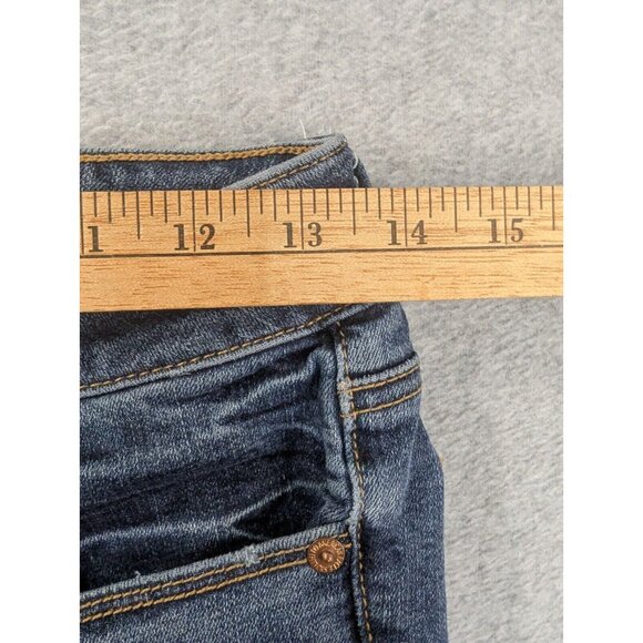 American Eagle Jeans Womens Size 2 Blue Skinny Embellished Flap Back Pockets - Picture 6 of 16